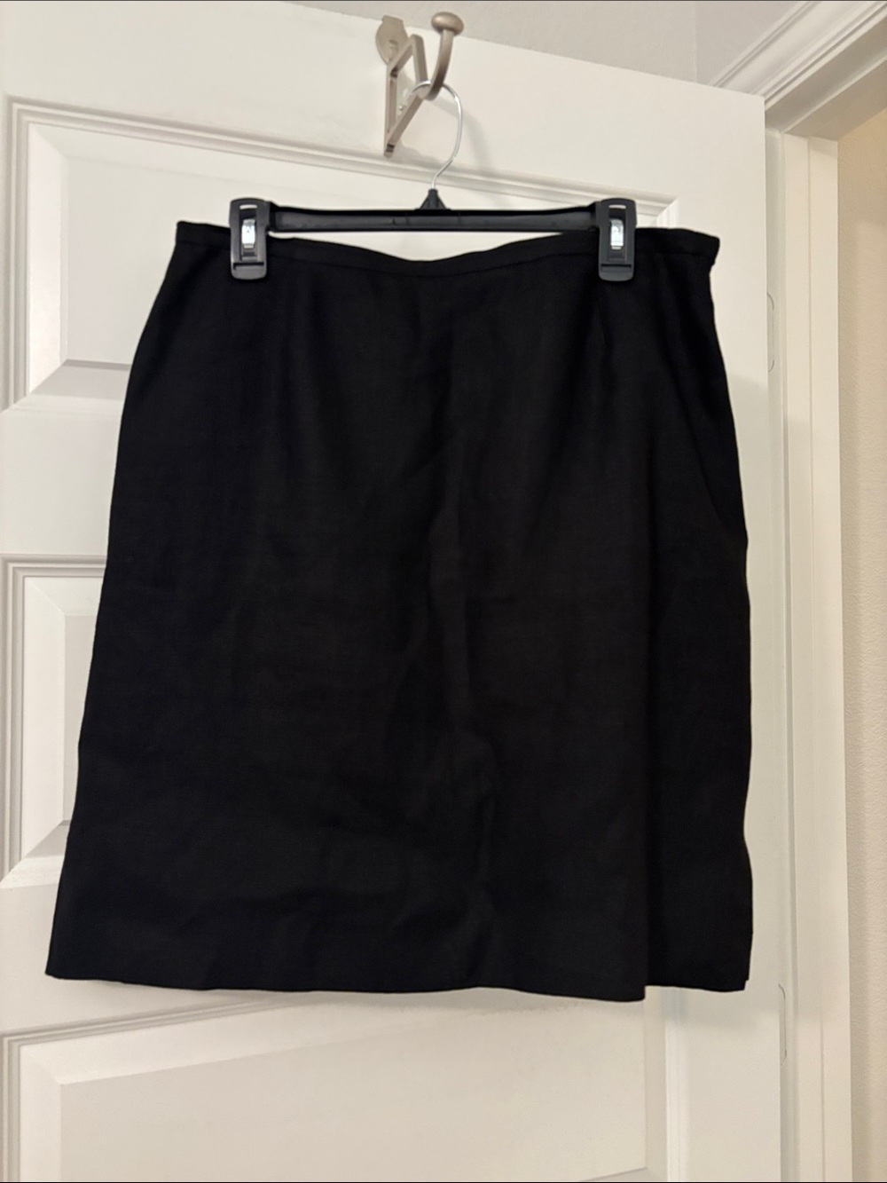 VTG Talbots Black Irish 100% Linen Pencil Skirt SZ 14 Fully lined 90s minimalist